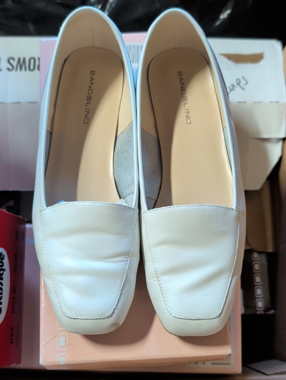 Bandolino White Leather Liberty Square-Toe Loafers